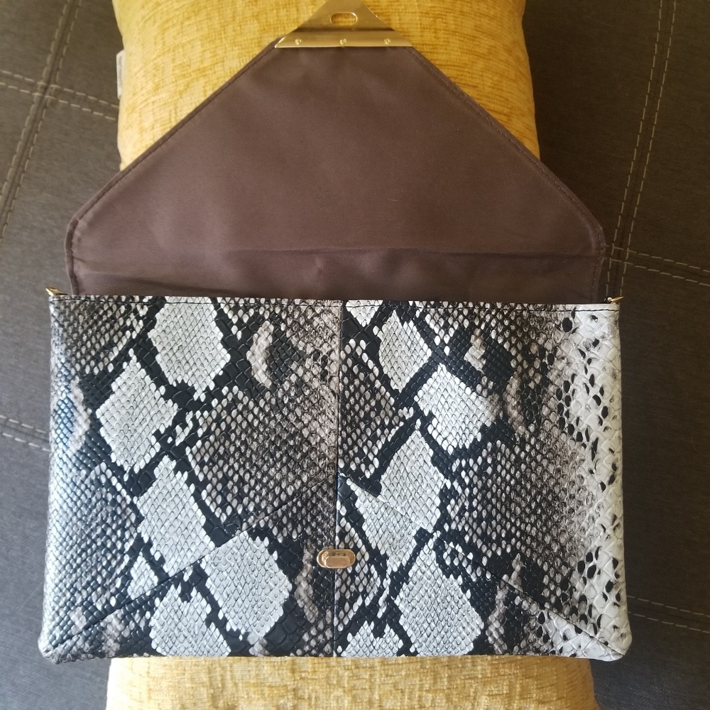 NEW Snakeskin Envelope Clutch Handbag - Picture 5 of 7